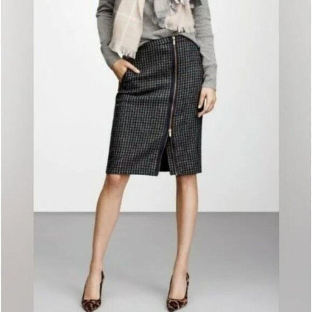 J.Crew Dark Gray Zipper Detail Wool Pencil Skirt Women's Size 2 Career Office Wo